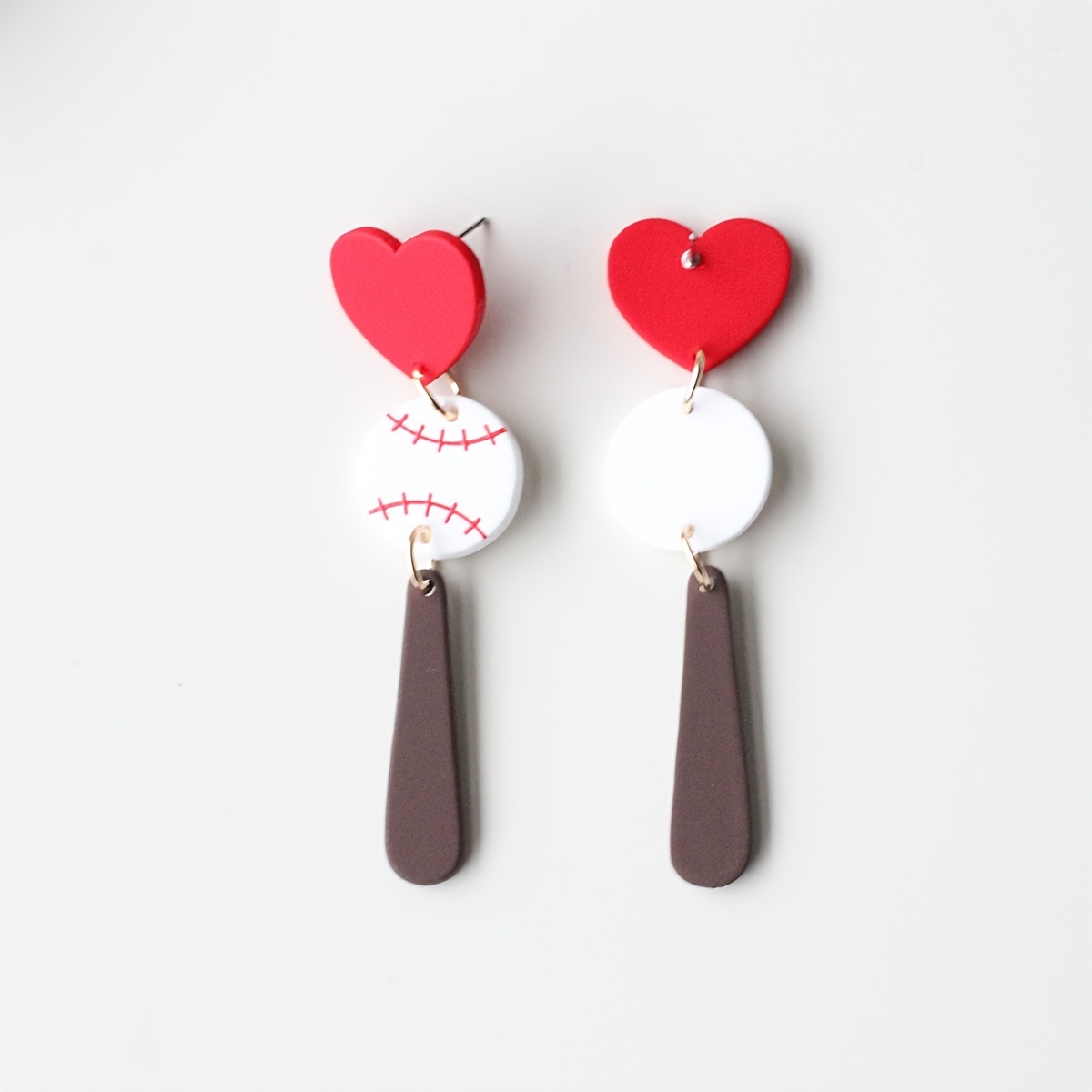 Women's Vintage Acrylic Drop & Dangle Earrings, Red Heart Design